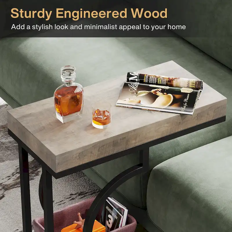 Narrow Side Table White Gold Side Table C Shaped End Table Modern Bedside Table