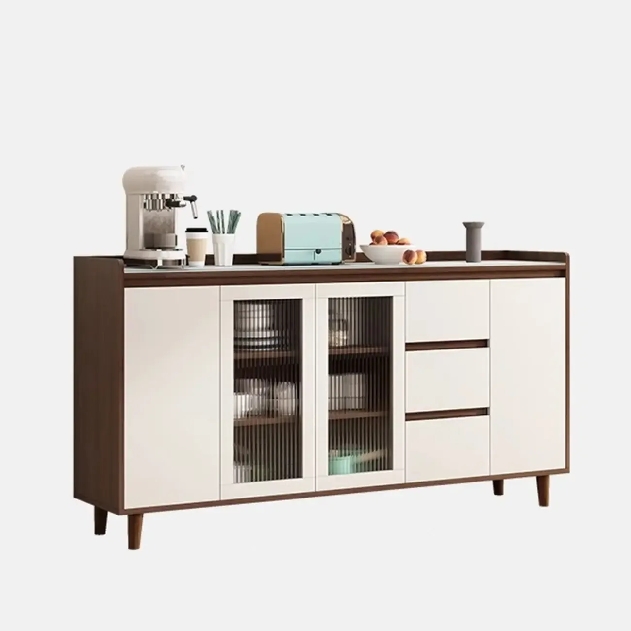 Modern Wood Sideboard with Glass Countertop