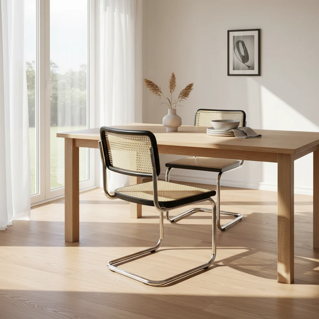 Dining Chair in Chrome and Black