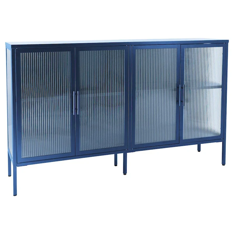 Metal Tempered Glass Cabinet with Adjustable Shelf