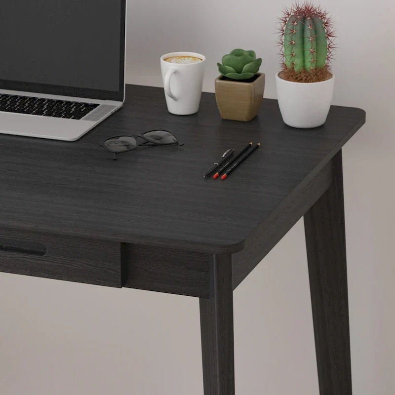 Home Office Desk - 39.4W, MDF & Solid Wood, 2 Drawers, 120 lbs Capacity, Classic Style