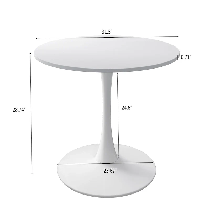 Modern Dining Table with Round Table Top & Metal Base