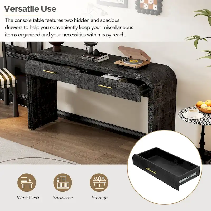 Nestfair Unique Retro Silhouette Console Table with Two Drawers
