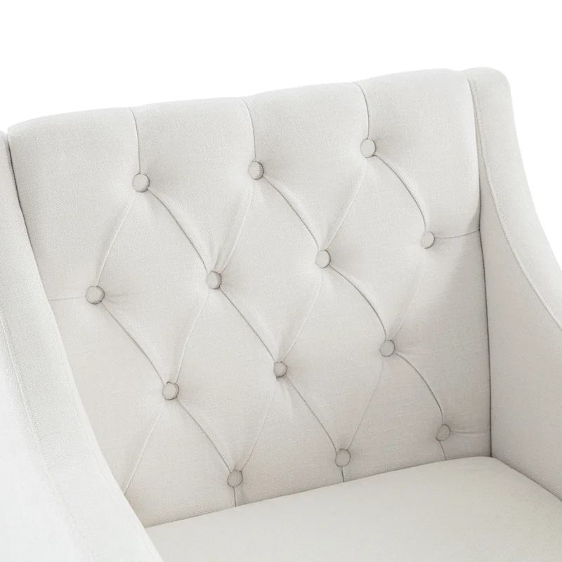 Beige 30 Upholstered Tufted Arm Chair with Lumbar Pillow