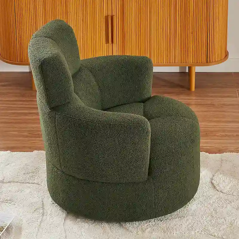 360 Swivel Barrel Chair with Adjustable Headrest - Berber Fleece Upholstery