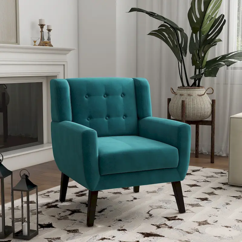 Velvet Accent Chair Living Room Upholstered Armchair