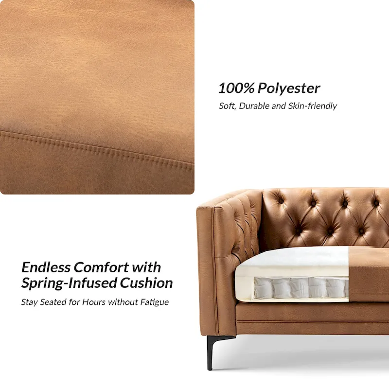 Calymne 84 Classic Square Arms Sofa with Button-Tufted Back by HULALA HOME