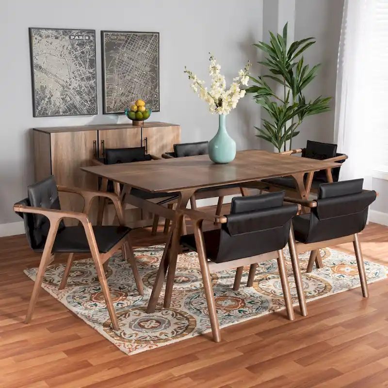 Marcena Mid-Century Modern 7-Piece Dining Set