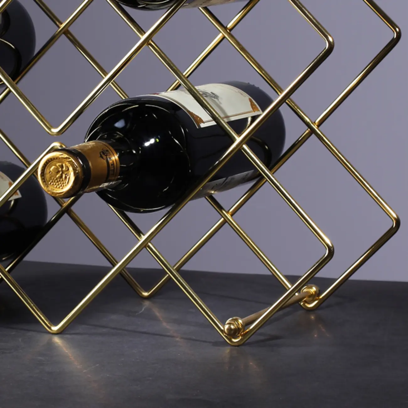Modern Wine Rack Golden Honeycomb Countertop Bottle Holder