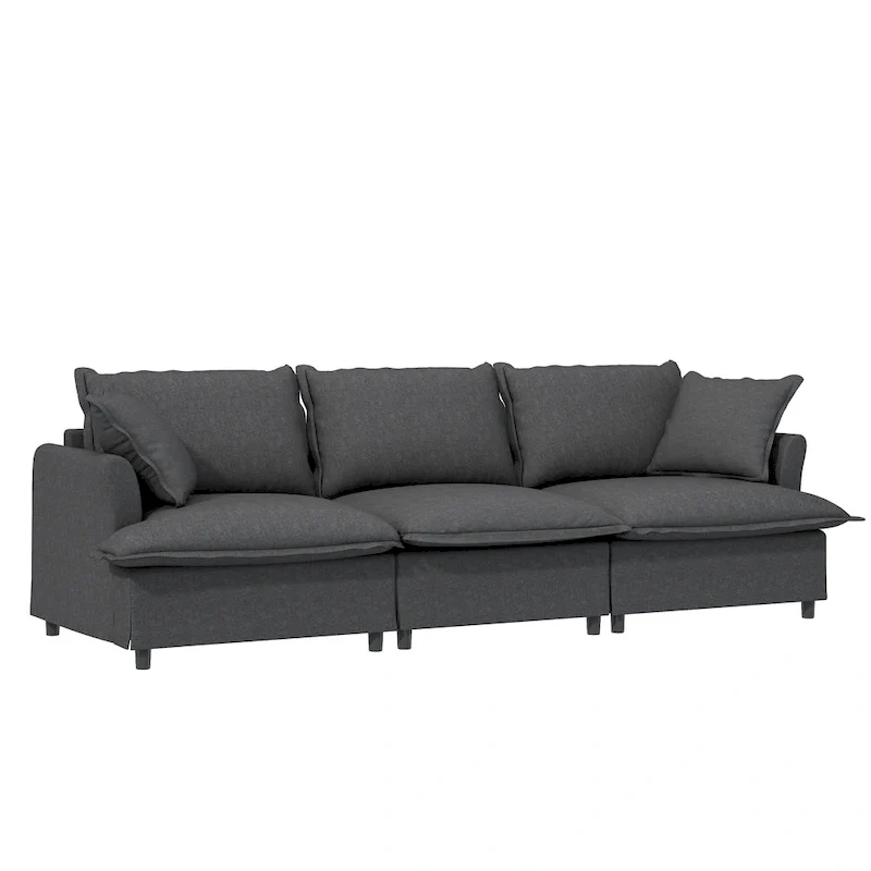 Modular Chenille Sectional Couch, Upholstered Sofa & 2 Armchairs