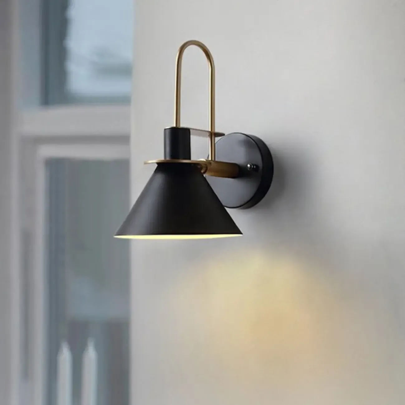 Cone Bathroom Vanity Light with Green Iron Shade