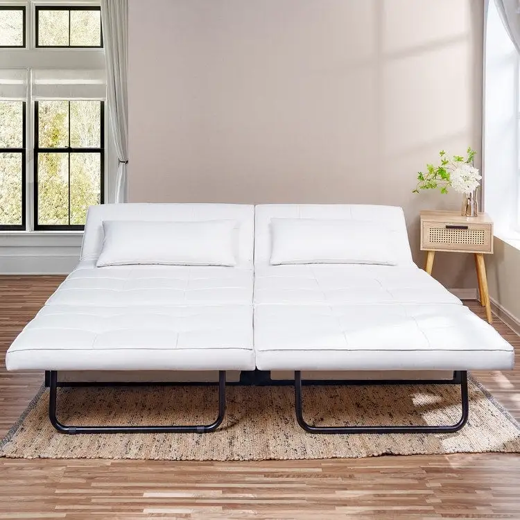 Sleeper Chair Bed, 4 In 1 Multi-Function Convertible Ottoman Bed, Breathable Linen Bed Chair, Convertible Sofa Bed