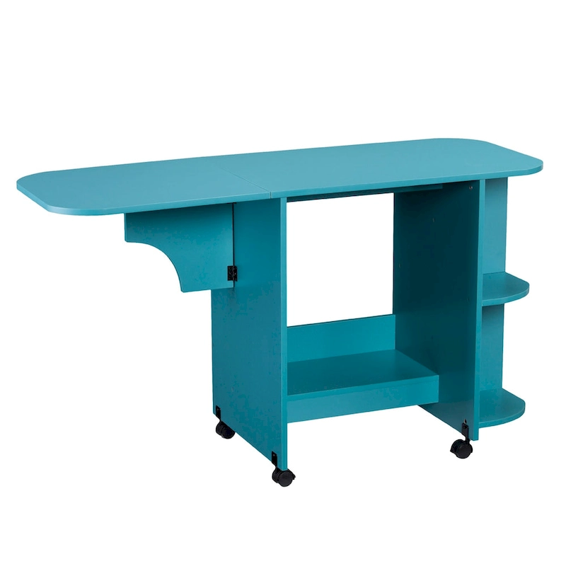 SEI Furniture Eastwick Expandable Rolling Sewing Table/Craft Station - Turquoise