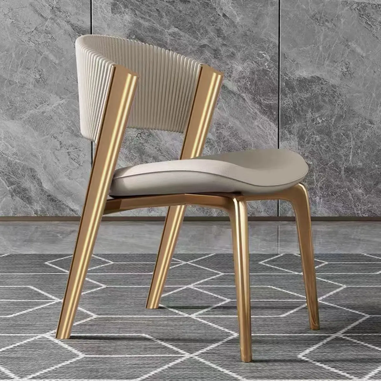 Glam Modern Low Back Faux Leather Dining Chair