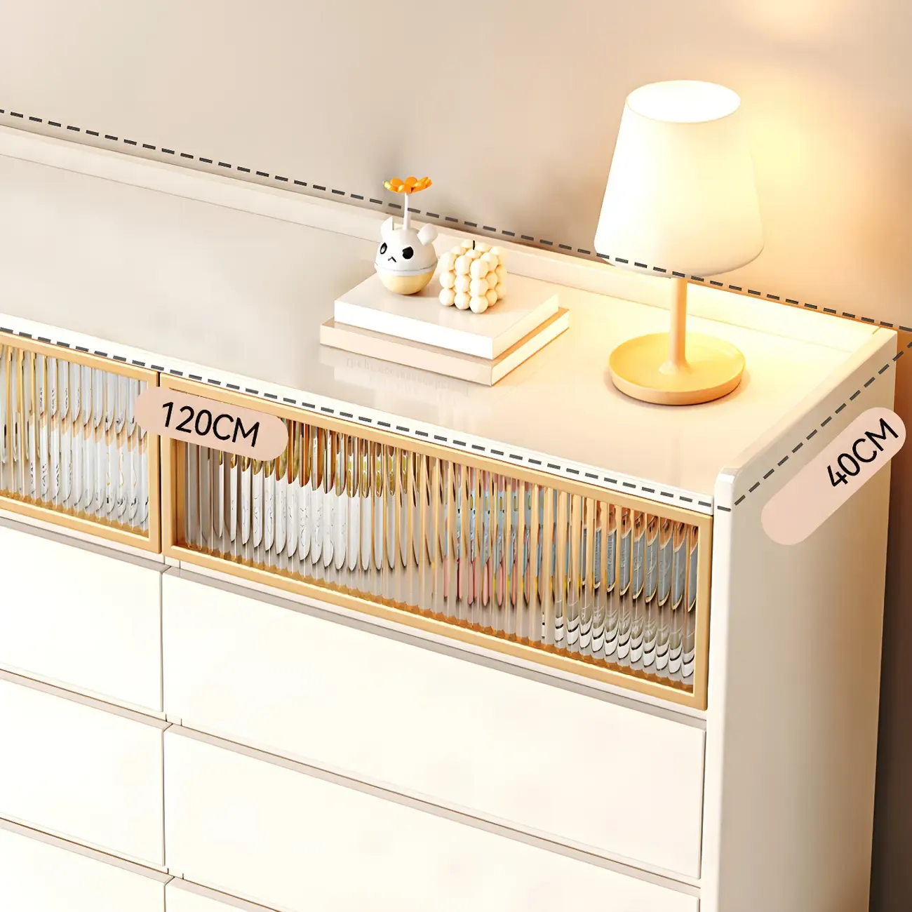 Elegant Pine Wooden Double Dresser with 6-Drawers