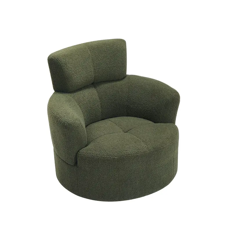 360 Swivel Barrel Chair with Adjustable Headrest - Berber Fleece Upholstery