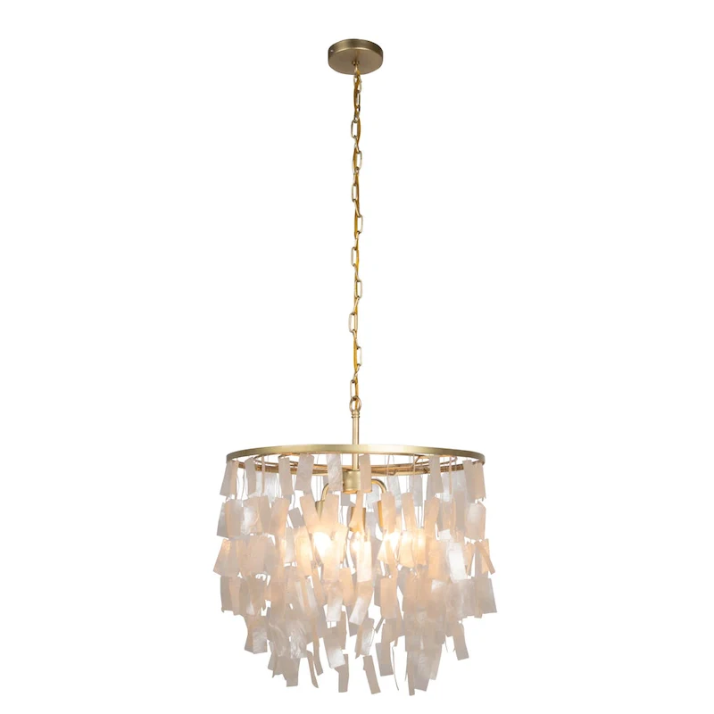 Marina Metal and Natural Capiz Chandelier Style Pendant Ceiling Light