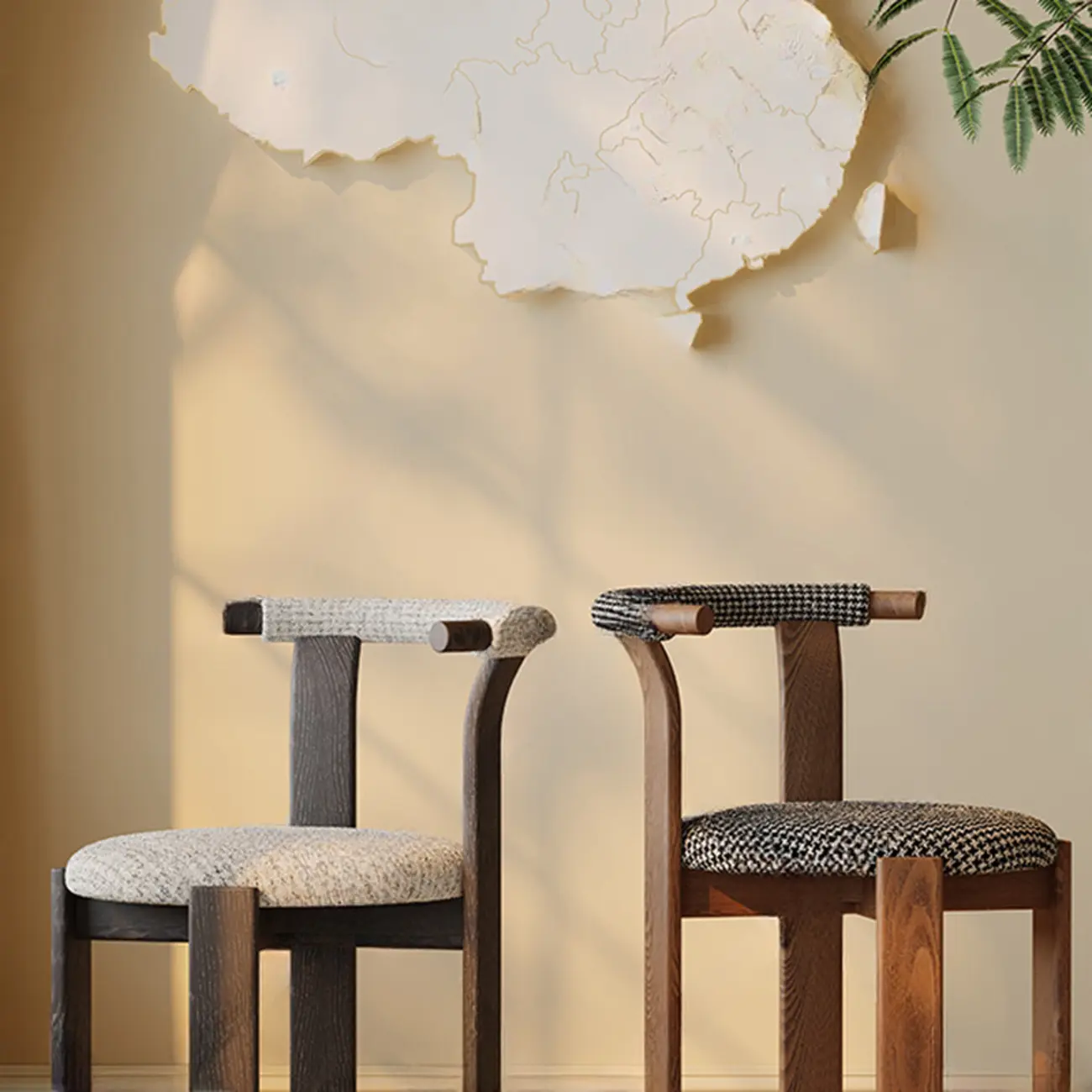 Elegant Open Back Upholstered Armless Wood Dining Chairs