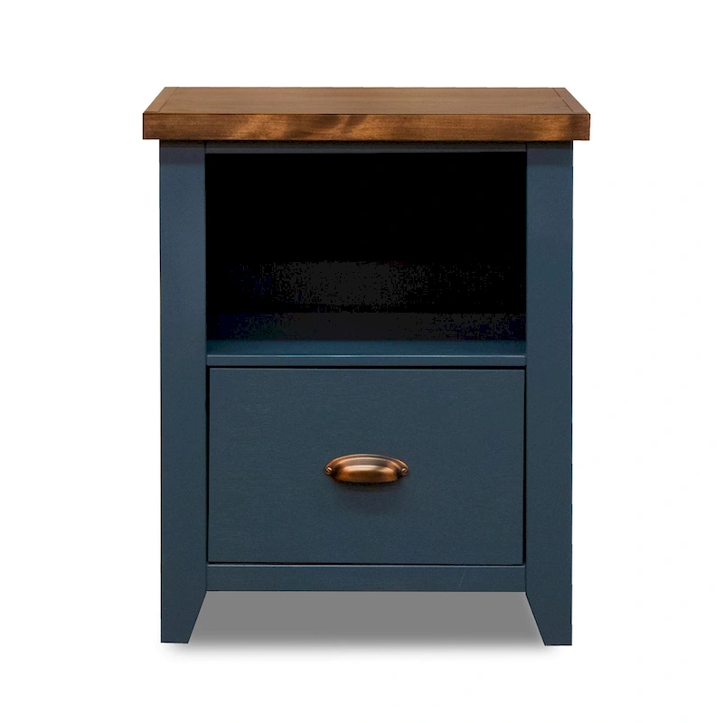 Bridgevine Home Nantucket 22 inch 1-drawer file, No Assembly Required, Blue Denim and Whiskey