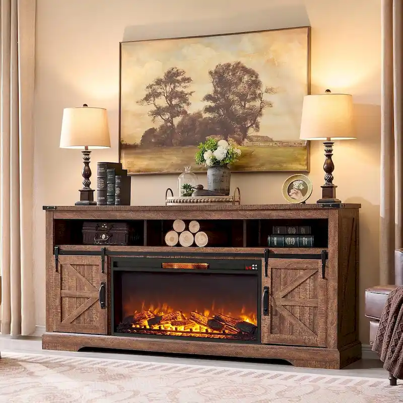 Farmhouse Fireplace TV Stand for 80