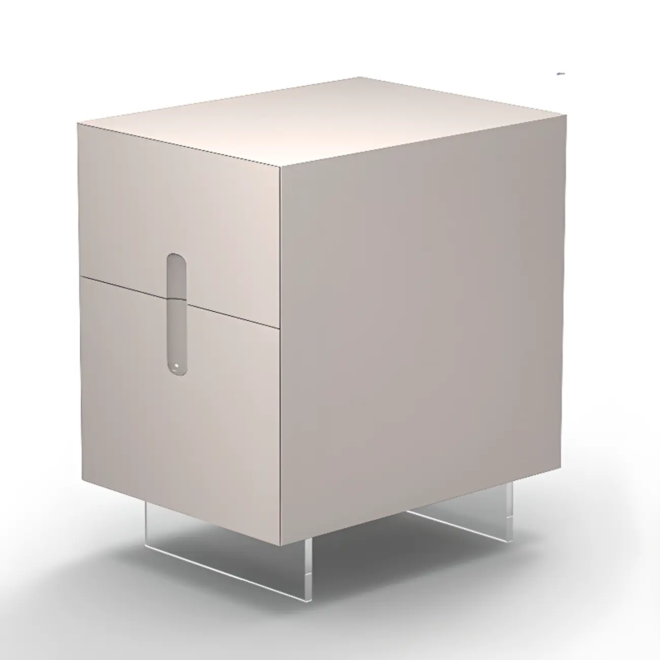 Modern White Wood Clear Base 2-Drawer Nightstand