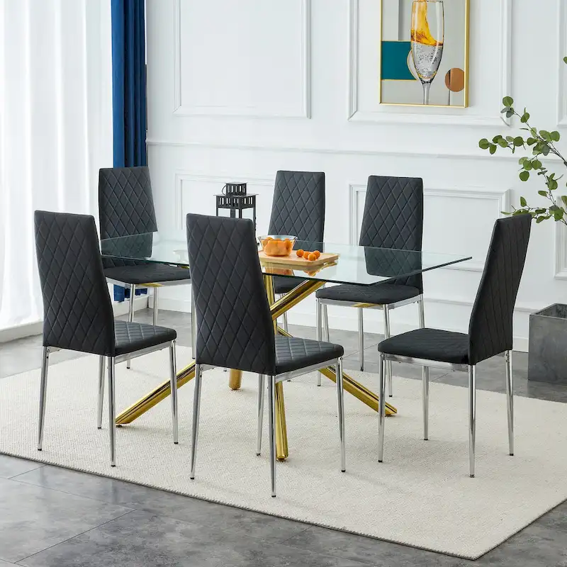 Dining chair, black chair and 6-piece set of