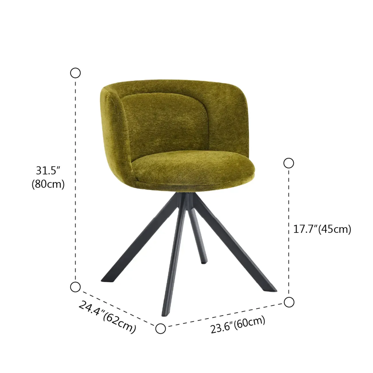 Modern Low Back Fabric Swivel Dining Chairs Set of 2