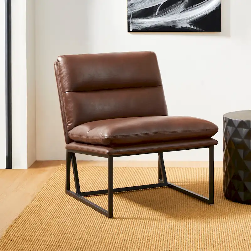 Glitzhome 30.25H Modern Soft PU Leather Armless Accent Chair