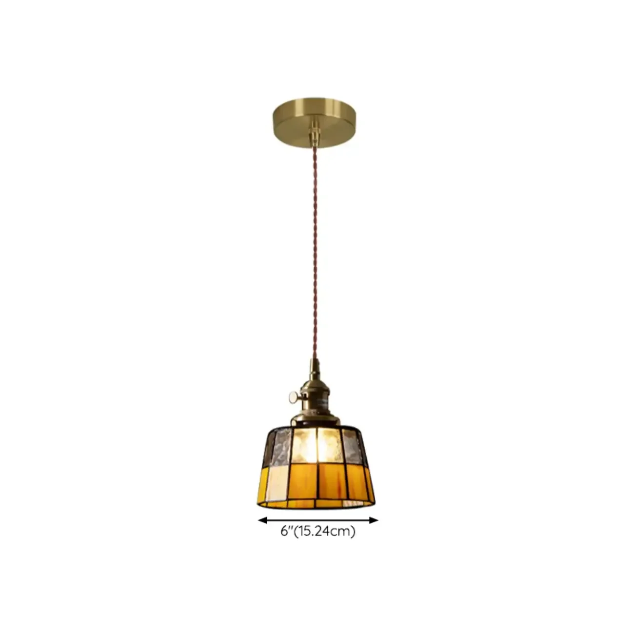 Frosted Yellow Glass Antique Brass Geometric Pendant Light