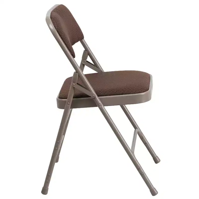 Emma and Oliver 4 Pack Curved Triple Braced & Double Hinged Fabric Upholstered Metal Folding Chair