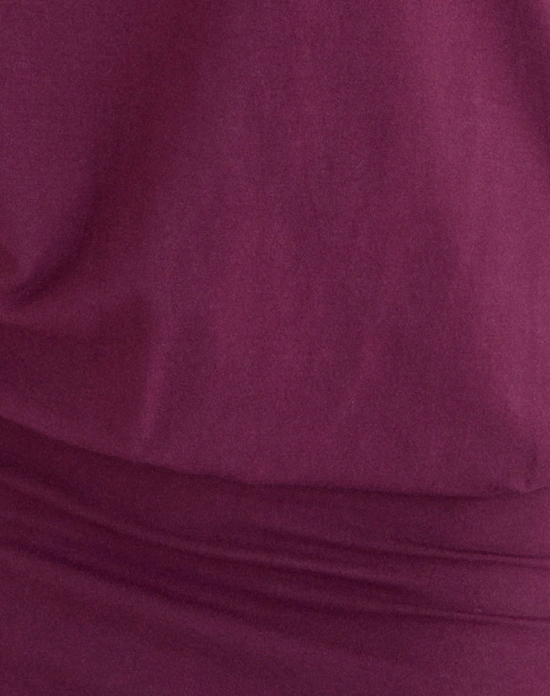Edwina Off the Shoulder Mini Dress in Deep Purple