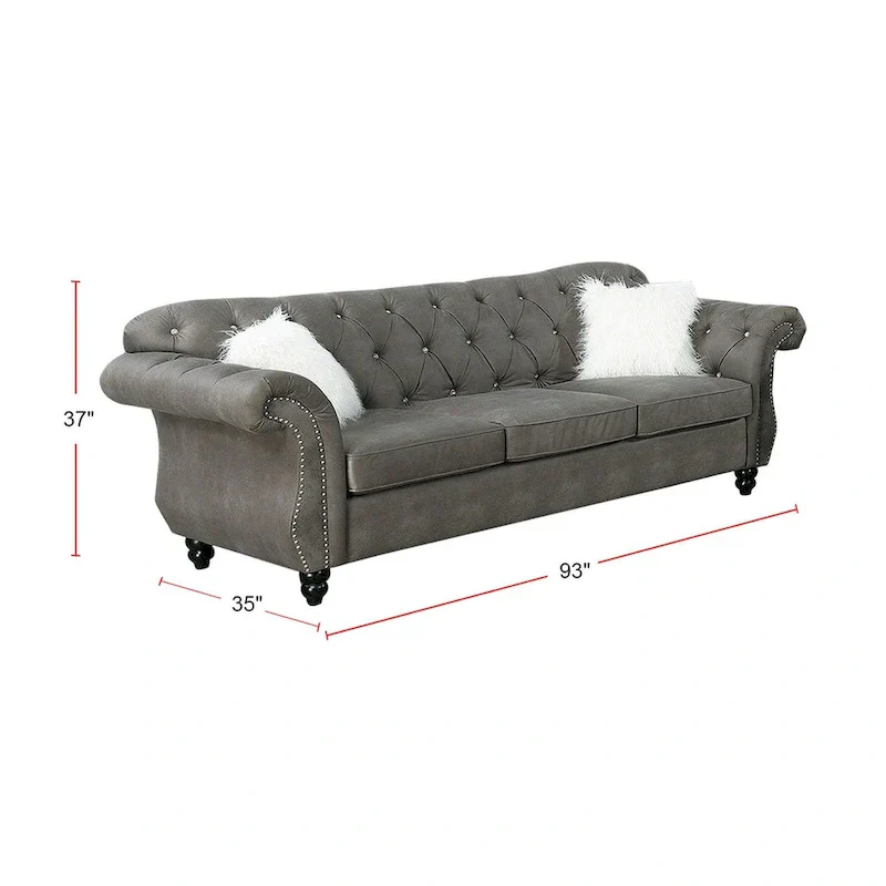 Living Room Sofa with Button Tufted Back