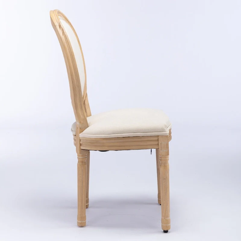 Solid Wood Dining Chair with Linen Upholstery, Set of 2
