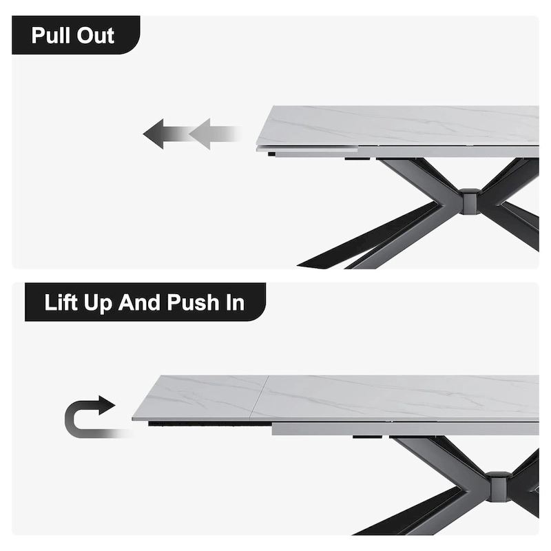 110.24 Extendable Rectangular Sintered Stone Dining Table - 78.74 to 110.24