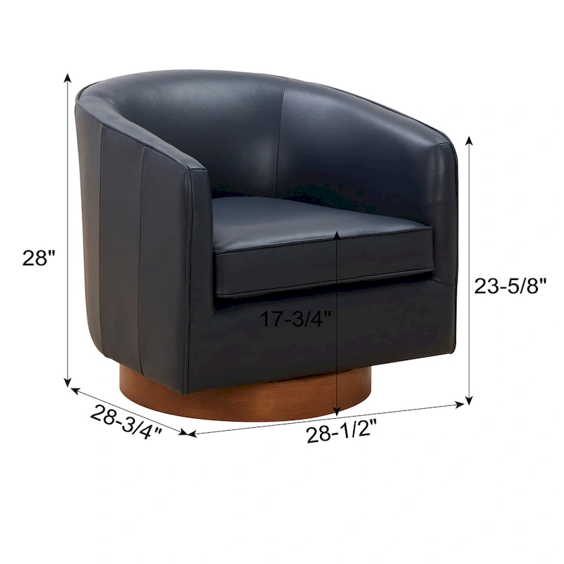 Tito Top Grain Leather Wood Base Swivel Chair by Greyson Living