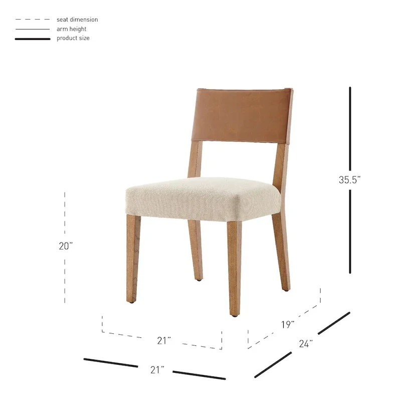 Faux Leather & Linen Dining Side Chair (Set of 2)