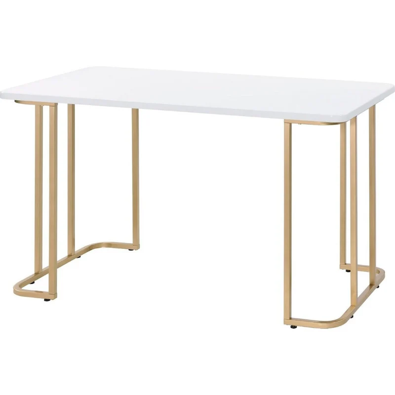 Writing Desk with Metal Curved Sled Base and Floor Protectors, White
