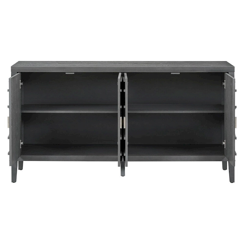 Retro Sideboard with Circular Groove Design Metal Handle