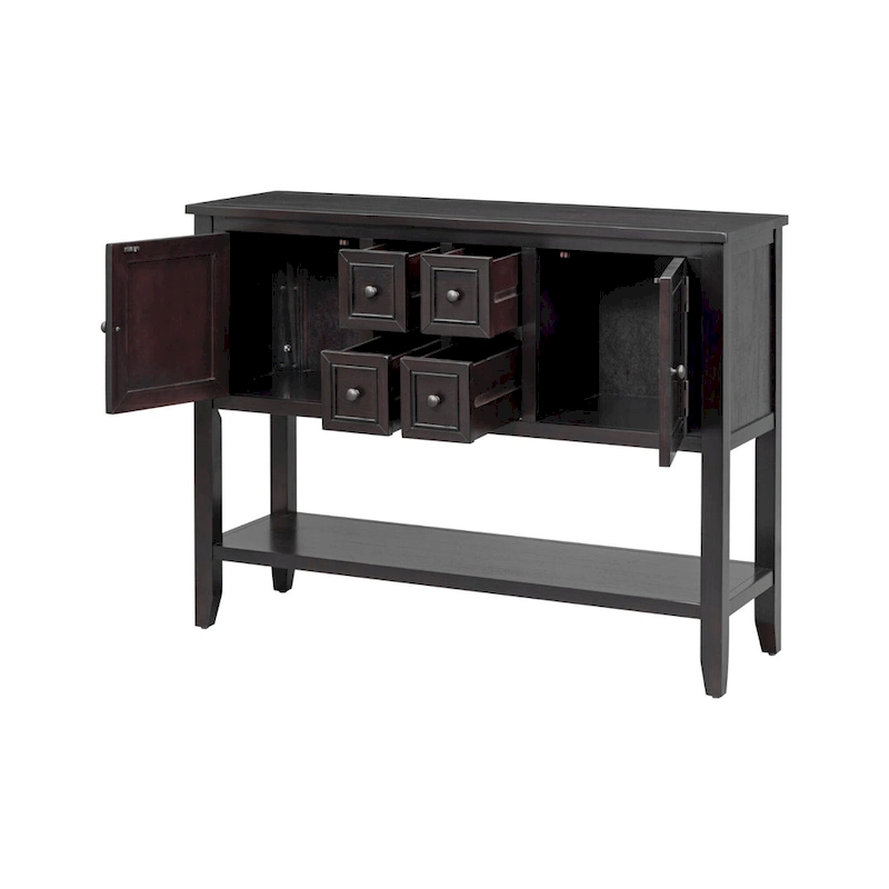 Nestfair Retro Sideboard Console Table with Drawers and Bottom Shelf