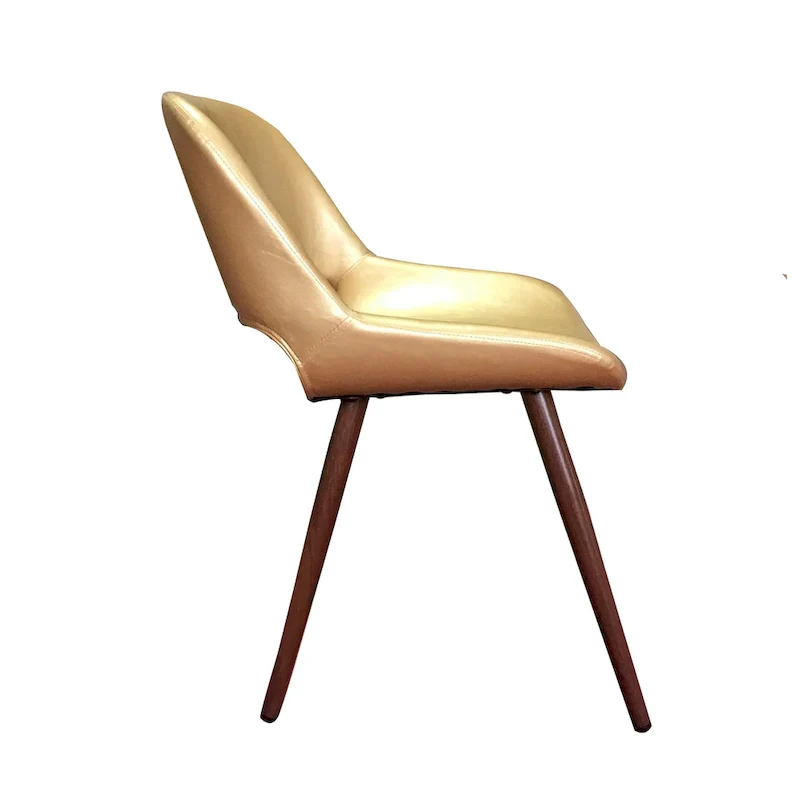 Langa Faux Leather Mid-Century Dining Chair with Metal Legs
