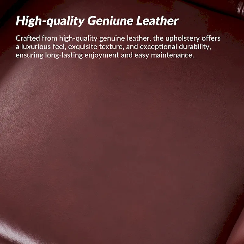 Traditional Genuine Leather Accent Chair with Tufted Wing Back