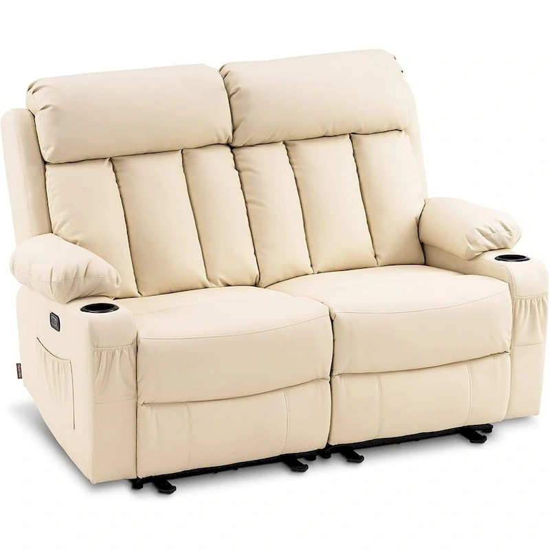 MCombo Electric Power Reclining Sofa with Heat & Massage, Faux Leather 6095/6075/6077