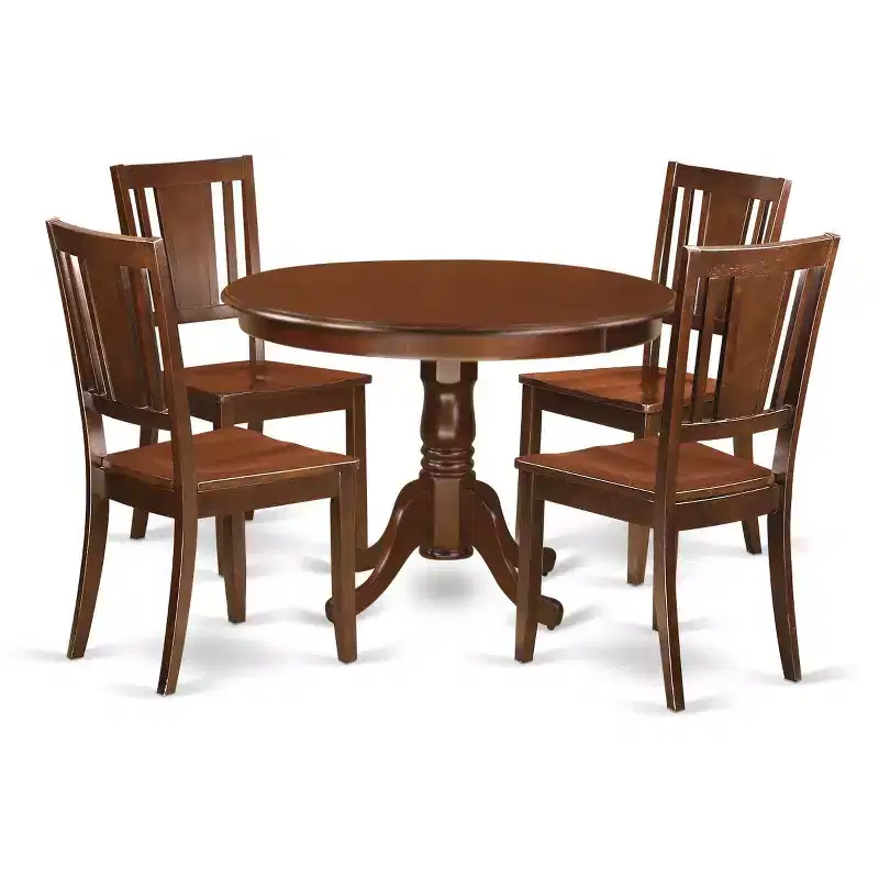 HomeStock 42 Inch Round Pedestal Dining Table Set With Chairs