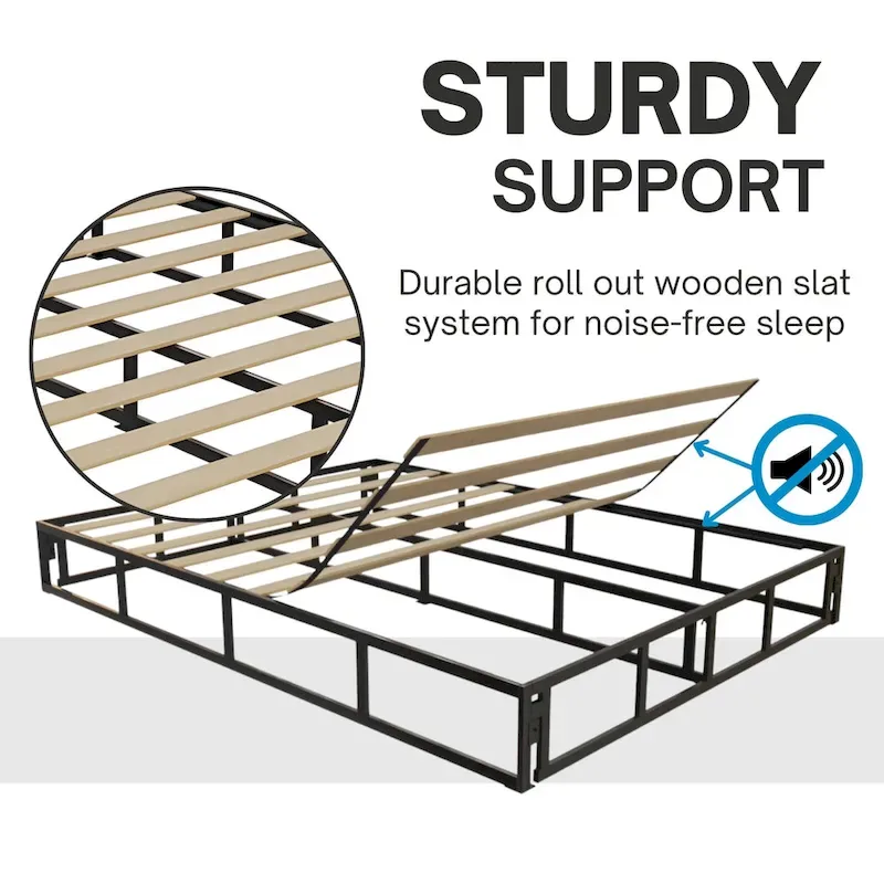Omni 2-in-1 Metal Box Spring Foundation & Bed Frame, Headboard Brackets & Legs Included