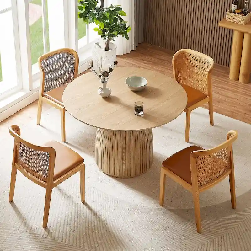 Round Dining Table Kitchen Table Small Space Dining Table MDF for 4-6 People - D 47.24