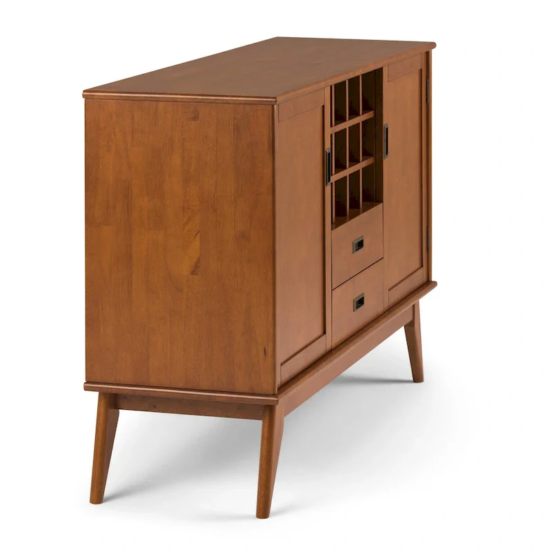 Tierney SOLID HARDWOOD 54 inch Wide Mid Century Modern Sideboard Buffet and Winerack - 54 W x 17 D x 36 H