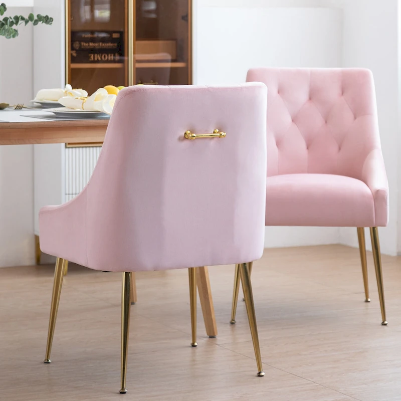 XINMICS Mid-Century Modern Velvet Dining Chair, Upholstered Parsons Chair, Set of 2