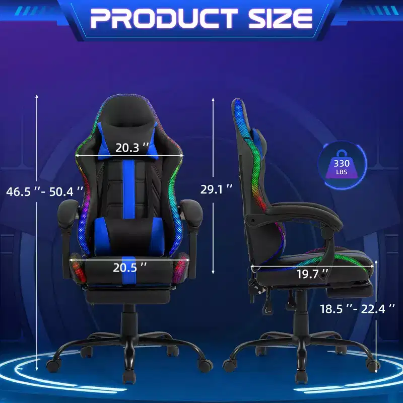 EROMMY Gaming Chair With Massager & Footrest