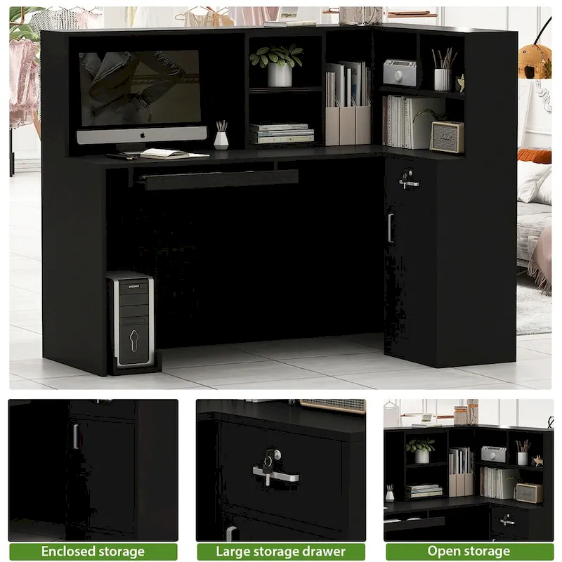 L-Shape Wood Reception Desk Office Computer Desk