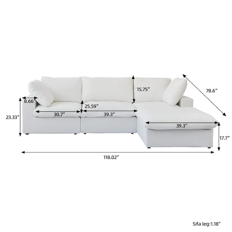 L Shape Modern Modular Convertible Sectional Sofa Couch